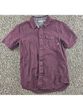 Vans Boys Sz M Short Sleeve Button Up Chamoise Shirt Plum Purple